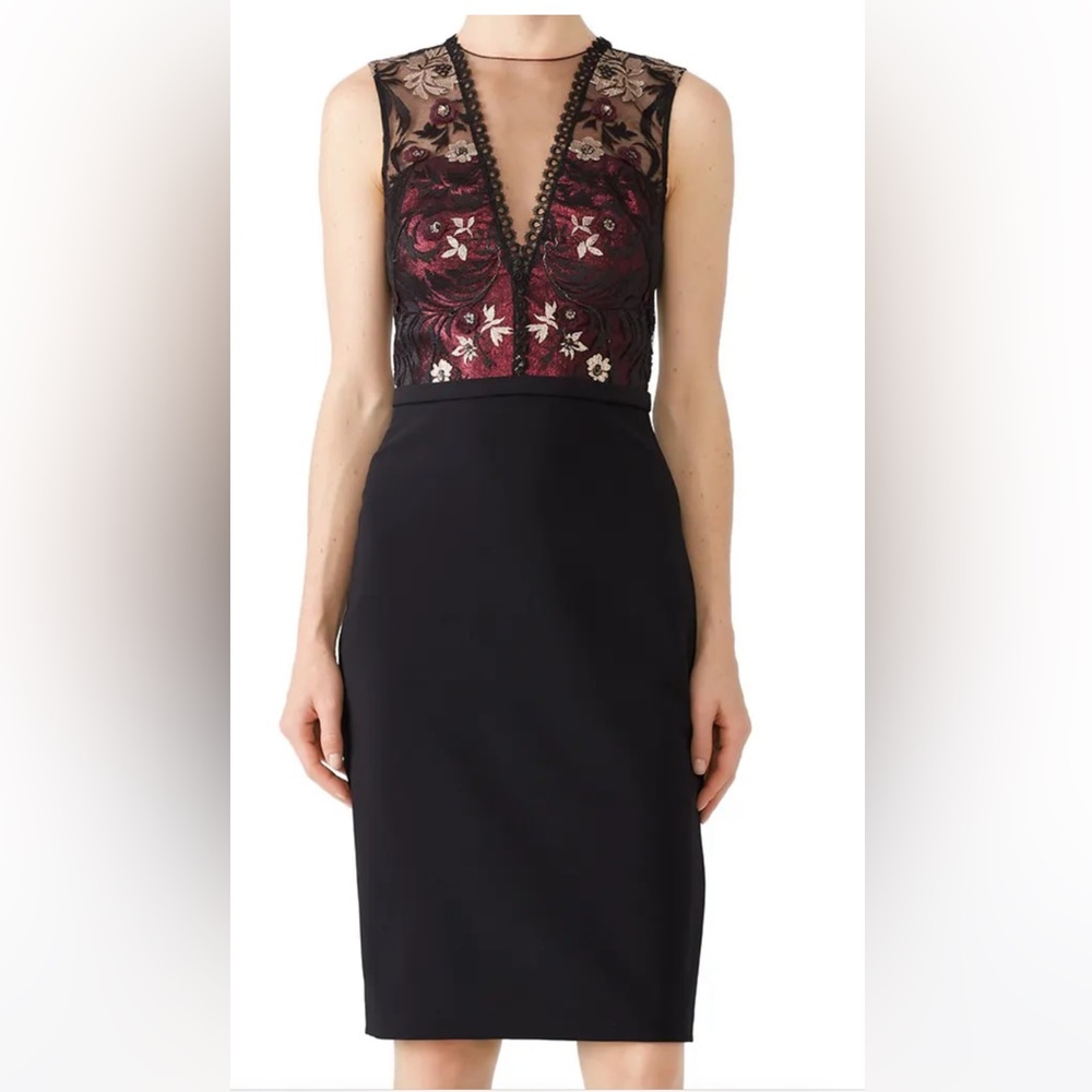 THEIA Burgundy Midnight Sheath dress